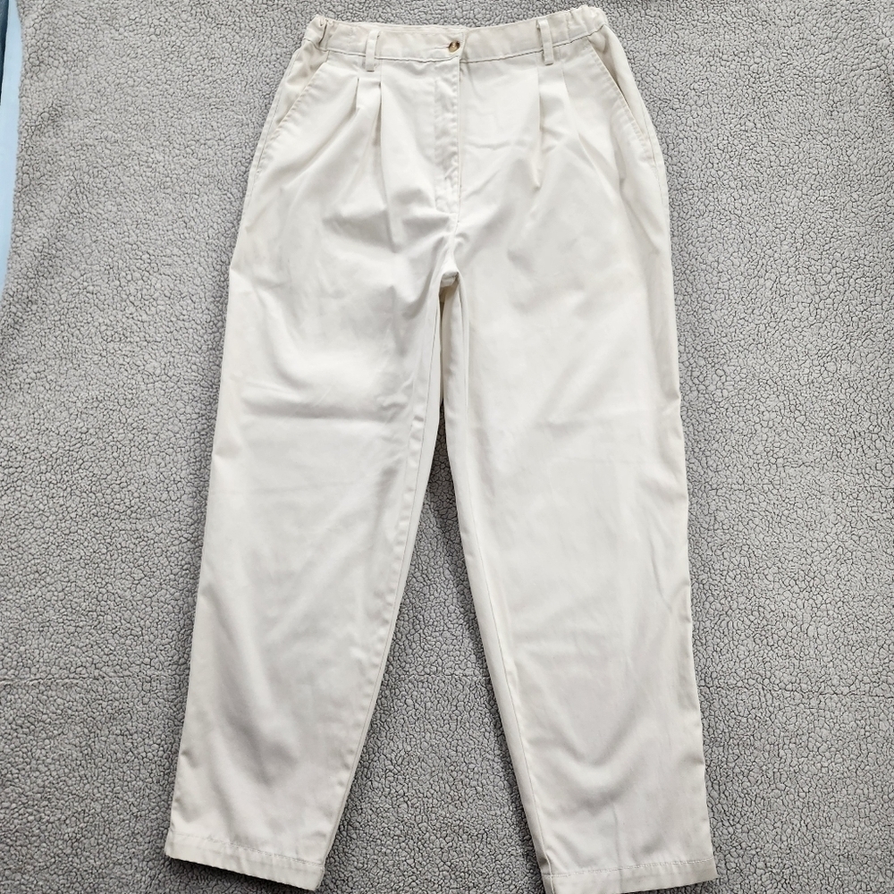 VIPetites Pants Womens Size 16P White Trousers Pleated Pockets Office